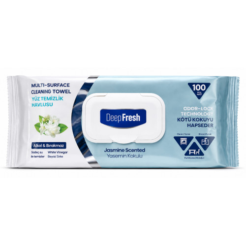 Універсальні вологі серветки для прибирання Deep Fresh з ароматом жасмину та білого оцту, 100 шт